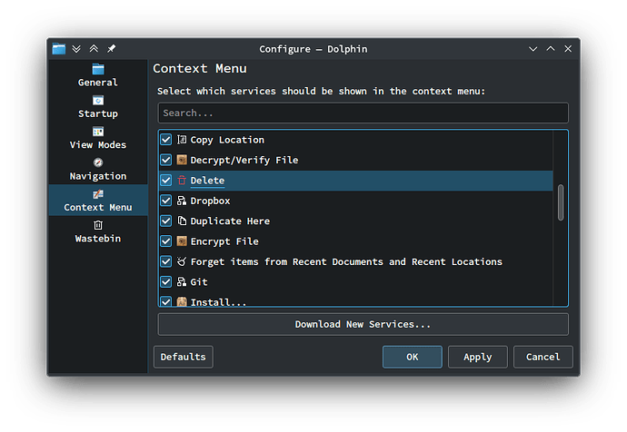Settings > Configure Dolphin > Context menu