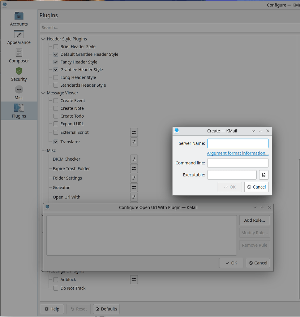 Kmail how to use open url with plugin help kde discuss