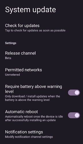 Picture of the settings page