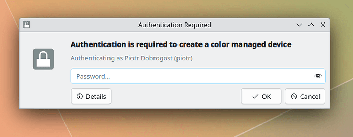 Color managed device - authentication