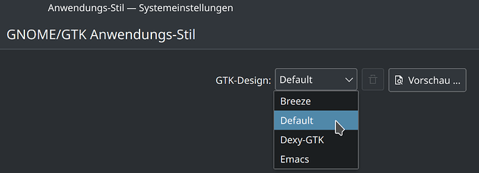 screenshot of the gtk theme settings