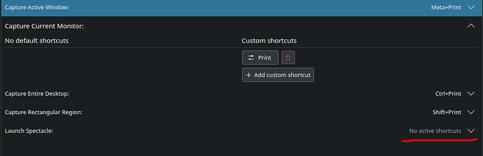 screenshot print shortcut removed