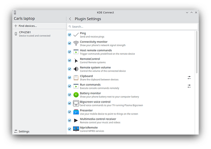 KDE Connect's plugins come with new icons.