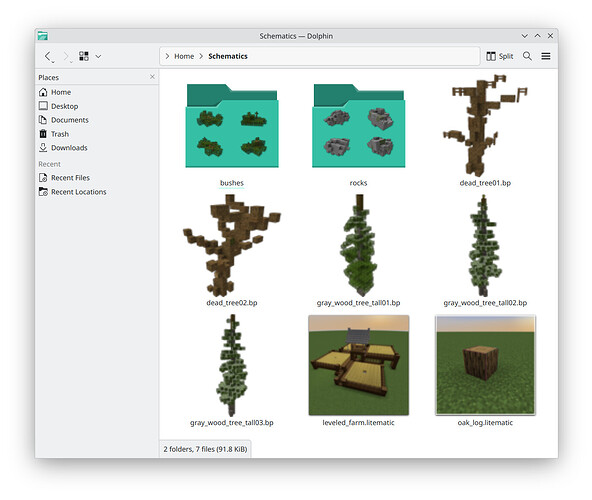 A screenshot of Dolphin showing a collection of Axiom Blueprints with their previews