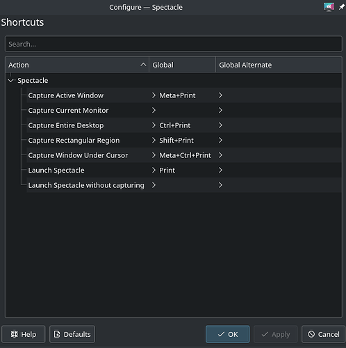 screenshot spectacle settings